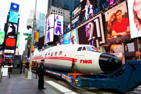Bright Lights, Big Plane! The TWA Hotel Connie Lands in Times Square TWA Hotel Connie in Times Square