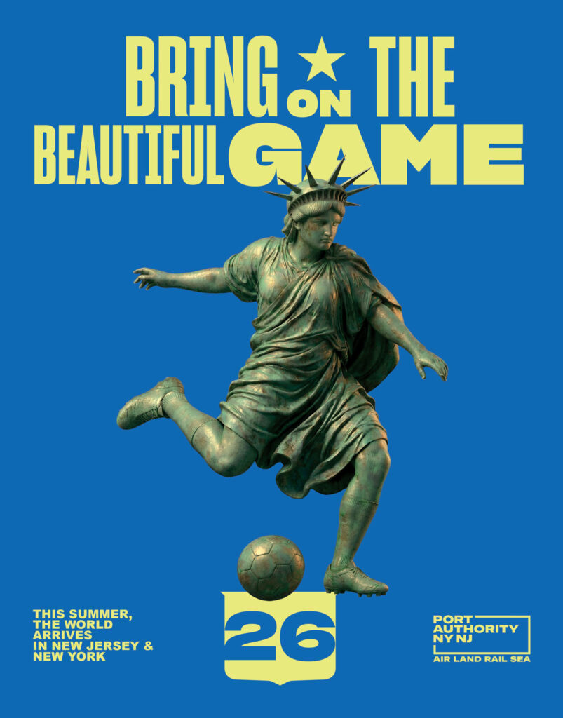 Cleared for Takeoff: NY & NJ Airports Brace for World Cup Crowds New York Airport 194 26 AVI Lady Liberty FIFA Poster EWR Concept 1 8.125x10.5 v1 r1 Metropolitan Airport News