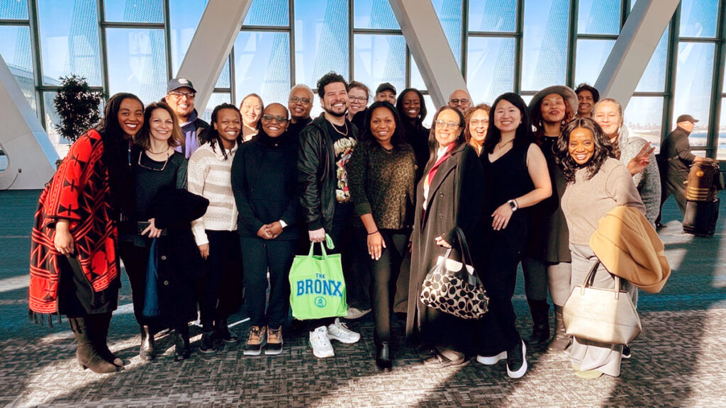 LaGuardia Gateway Partners’ Kareena Phillips (far left) poses with Susan Van Brackle (front row, far right) and many of the talented local vendors.