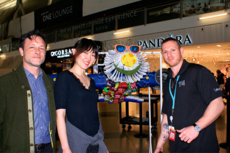 MFTA Director of Education John Cloud Kaiser, Natsuki Takauji, and JFKIAT Sustainability Manager Gary Weinstein. (MTA)