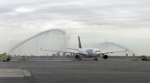 Welcomed to JFK International Airport with a water-cannon salute New York Airport 382983 Metropolitan Airport News