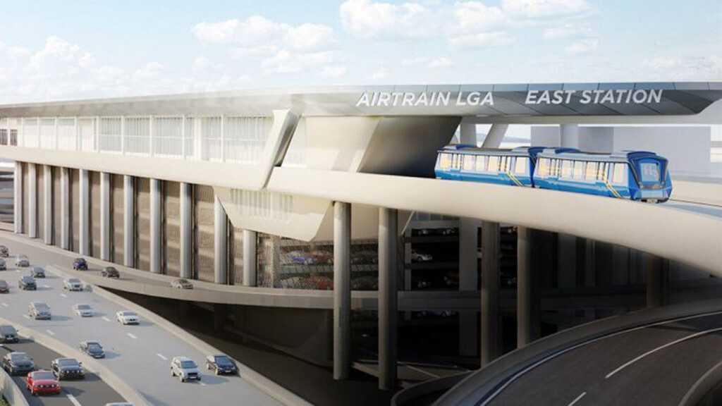 Rendition of Air train stop at LaGuardia Airport