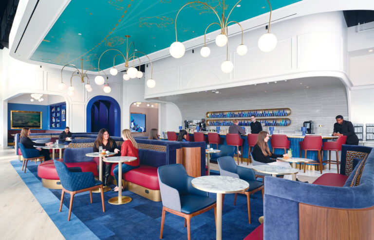 The first floor of JetBlue’s lounge located at Terminal 5 at JFK Airport, known as BlueHouse.