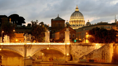 Norwegian’s New Flights to Rome Now in Service Ponte Vittorio Emanuele II at sunset