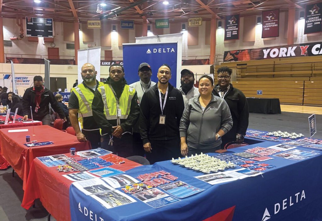 Launching Pads New York Airport The Council for Airport Opportunity hosted an aviation job fair at York College in Jamaica, NY, connecting local companies with job seekers for available positions at New York airports.