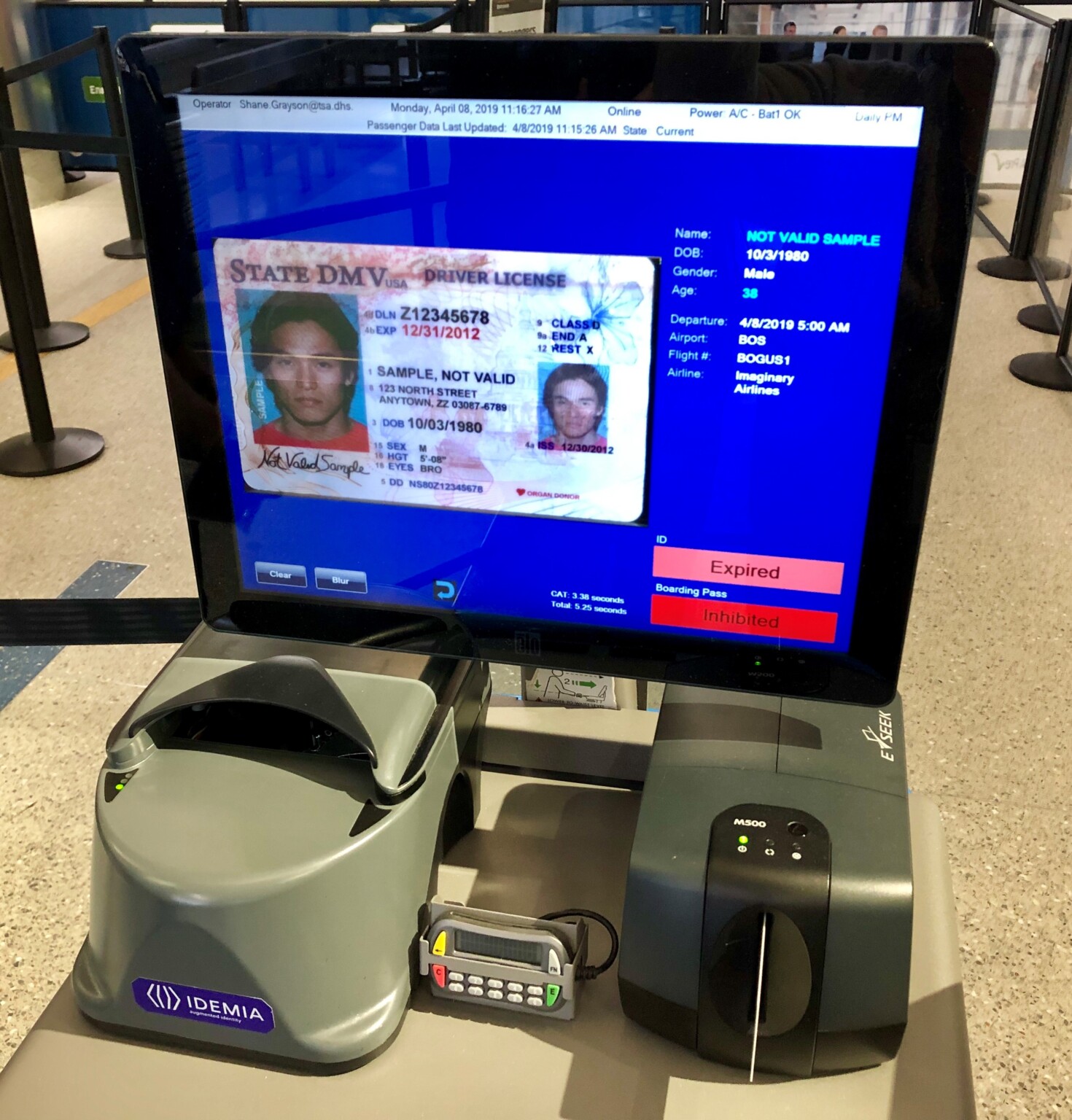 CAT screen with passport