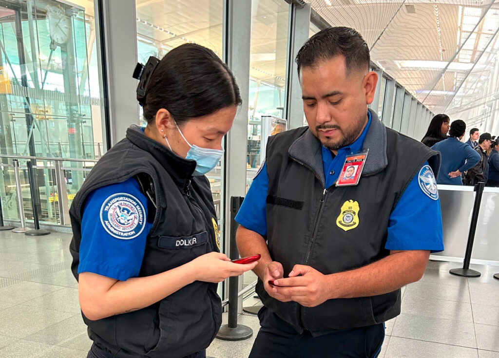 TSA testing language translation-interpretation devices at JFK International Airport checkpoints
