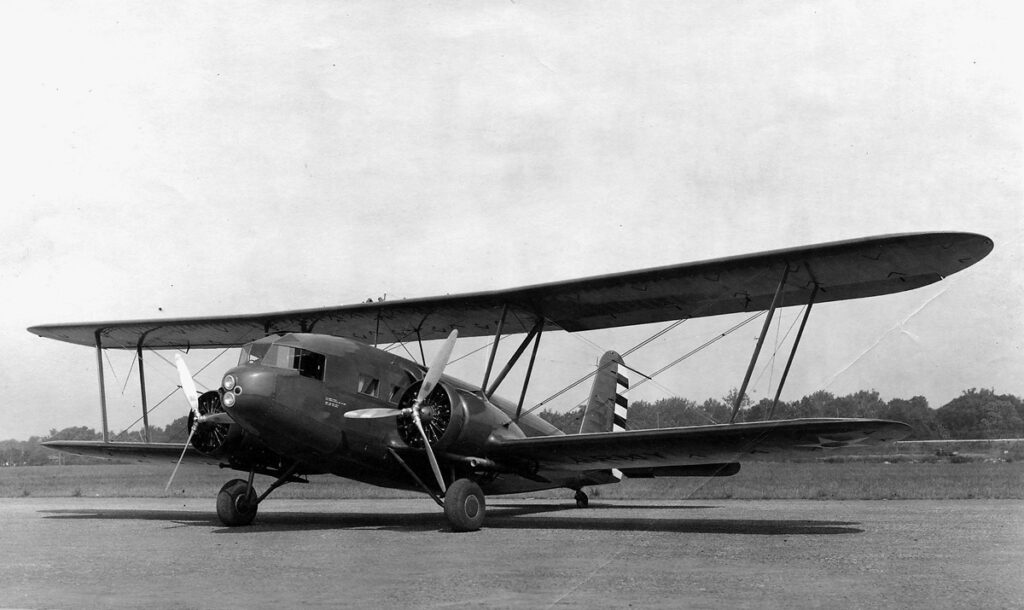 Curtiss T-32 Condor II twin engine biplane transport.