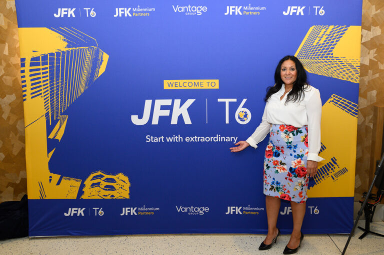 JMP Launches Terminal 6 Discovery Expo Series; Unveils T6 Brand with Future Partners at JFK Airport Karen Ali, COO, JFK Millennium Partners Presents the new JFK T6 brand identity at an event at JFK Airport.