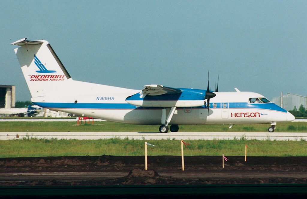 A de Havilland Canada DHC-8-100 in Henson: The Piedmont Regional Airline Livery.