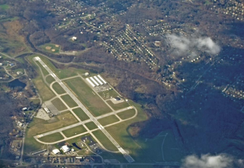 Aerial view of Hudson Valley Regional Airport.