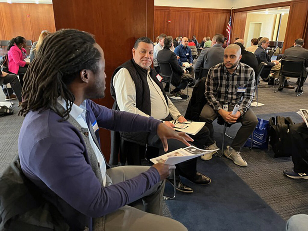 Vet Gets a Win – Lands a Job Through Edge4Vets Joseph Dabo, left, got his job at Macquarie through Edge4Vets. Now he returns to the workshops to mentor other vets eager to get on a career path. He’ll serve as a mentor at the Fall Edge4Vets workshop hosted by Vaughn College on October 24.