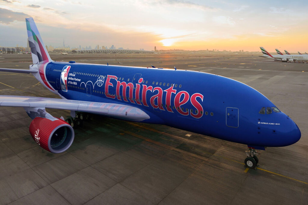 The Emirates-NBA A380 livery, A6-EOD, was a full repaint project executed in-house by Emirates’ teams over 19 days