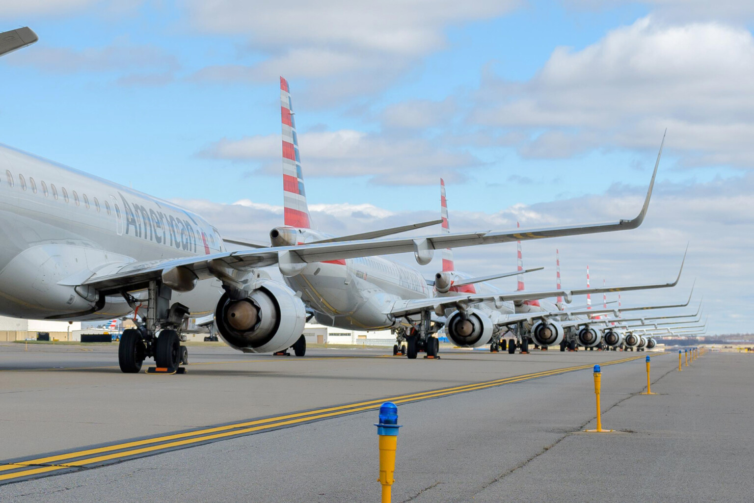 American Airlines planes parked In Mobile, Alabama