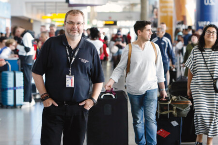 Father Chris Piasta at John F. Kennedy International Airport’s Terminal 4.