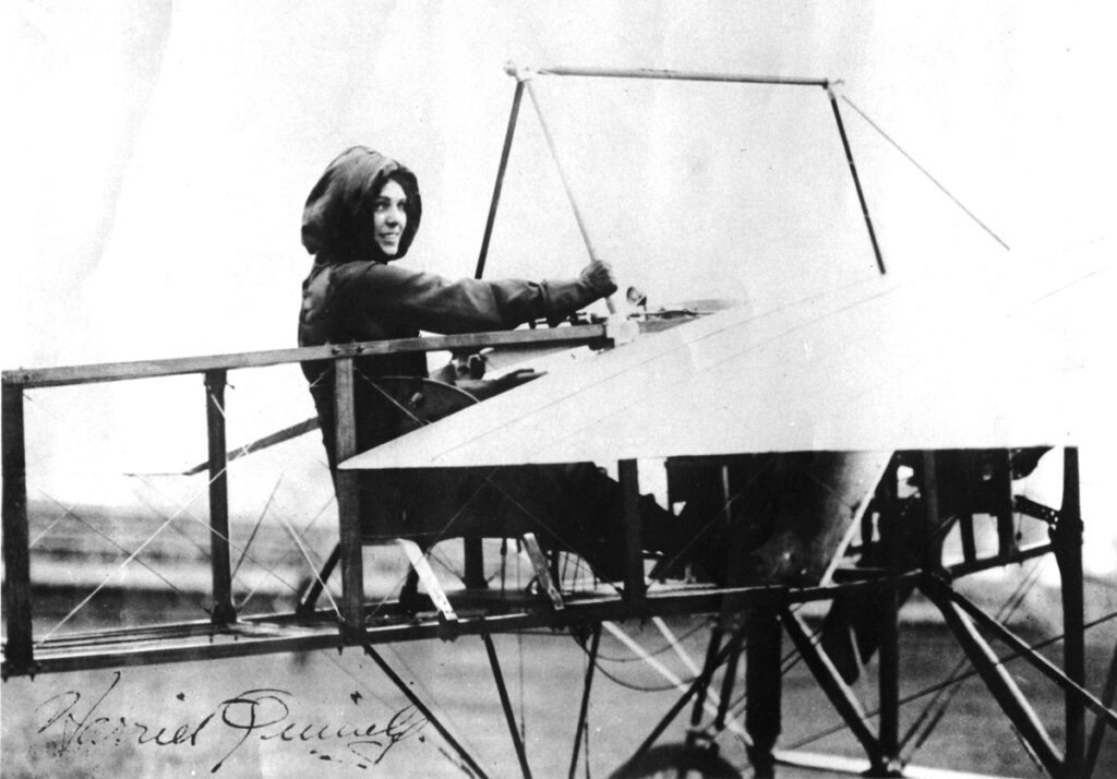 Harriet’s Enduring Legacy New York Airport American pioneering pilot Harriet Quimby with a Moissant monoplane 1911.