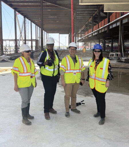 MWBE, Local Business and Community Milestones at JFK Airport (L.-R.): Julia Lauria-Blum, Beverly Holder, Ray Ringston, and Katie Bliss, touring the construction site at T6.