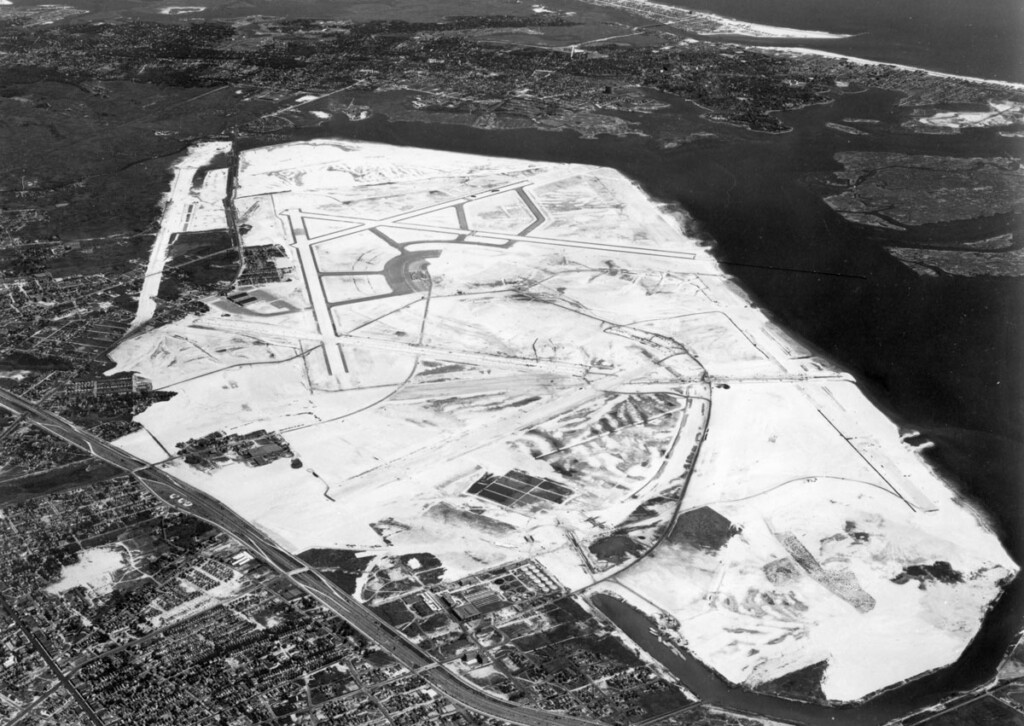 Hope for the Best, Prepared for the Worst New York Airport Idlewild Kennedy Aerial view of Idlewild Airport looking from west to east. The basic surface preparation of site is shown 7 21 1947 8.27.2 Metropolitan Airport News