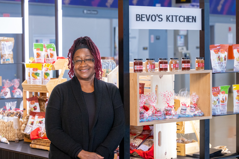 Small Business Retail Accelerator at JFK's T8 Creates Economic Opportunities for Local Entrepreneurs in Airport Concessions Programs New York Airport Gracia Clery Leonce, Owner, Bevo's Kitchen