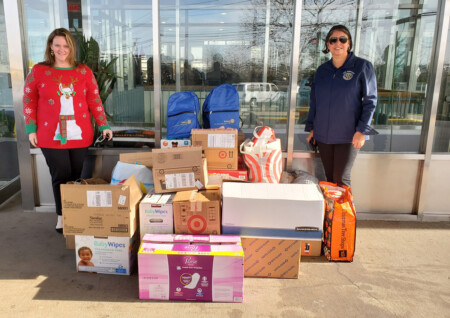 The Holidays Were Busy for the JFK Airport Rotary Club (L.-R.) Rotary Vice President Katie Bliss and President Nancy Vargas at the Saratoga Family Shelter located ion Rockaway Blvd.