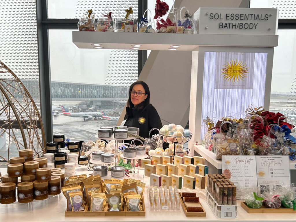 Local vendor Sol Essentials with an array of bath and body products.
