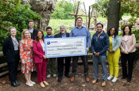 LaGuardia Gateway Partners (LGP) and Port Authority of NY and NJ (PANYNJ) present the B-INSPIRED STEM grant check to Wildlife Conservation Society (WCS) at the Queens Zoo.