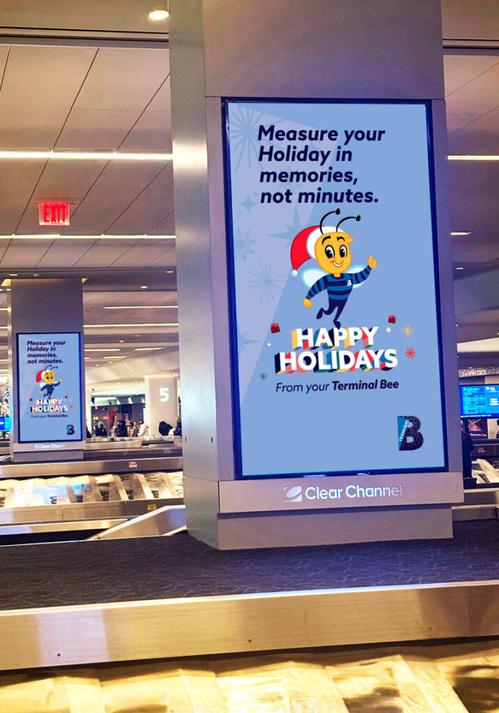 LaGuardia Airport’s Terminal B Unveils Terminal Bee, a First of Its Kind Friendly Ambassador Ahead of the Holiday Travel Season New York Airport LGP Holiday Bee Baggage claim Metropolitan Airport News
