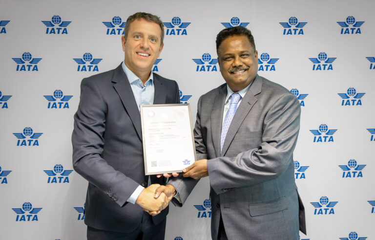 National Airlines Receives IATA IEnvA Certification Maran Ganapathy of National Airlines accepting the certificate from IATA.
