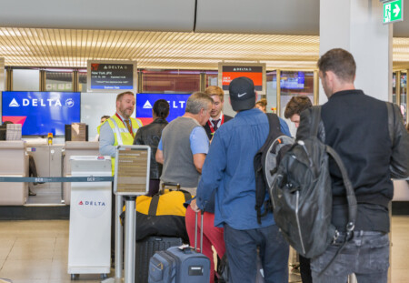 New York Airport Passenger Boarding Line