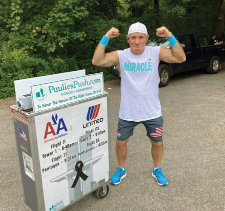 Former Flight Attendant Pushes Beverage Cart from Boston to Ground Zero to Honor 9/11 Victims