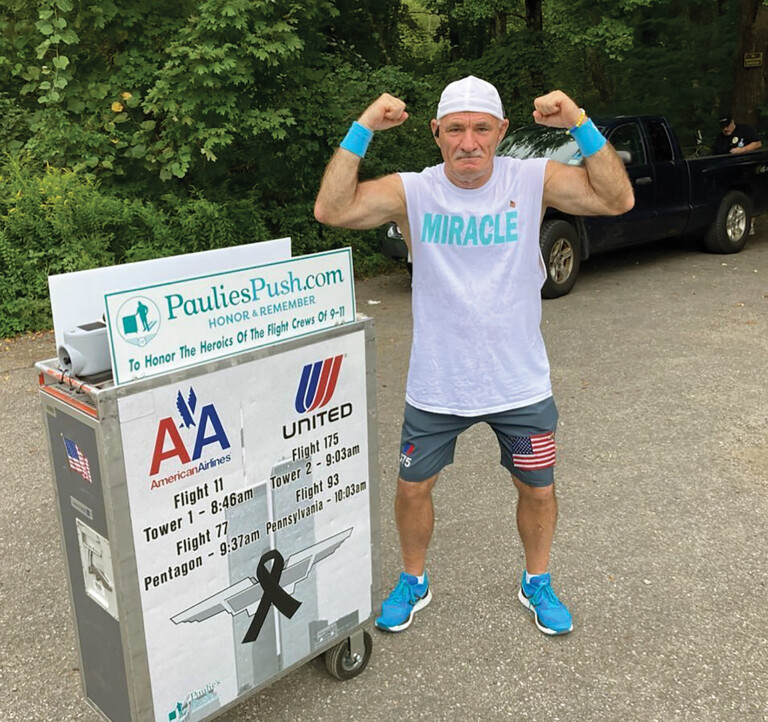 Former Flight Attendant Pushes Beverage Cart from Boston to Ground Zero to Honor 9/11 Victims