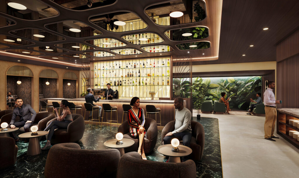 Plaza Premium Group to Develop and Operate Two Independent Lounges at NTO New York Airport Rendering of Plaza Premium First lounge bar.