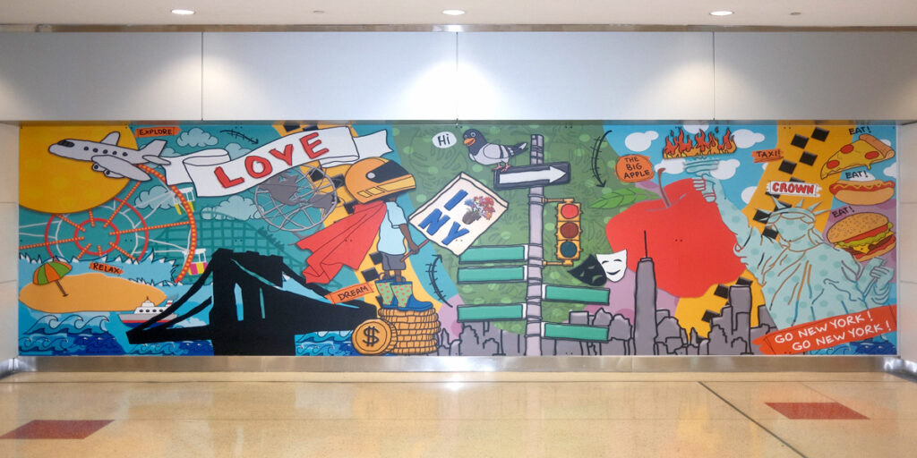 New Art Exhibit By Renowned Brooklyn Artist at Terminal 7 at JFK New York Airport Ron Bass in Terminal 7 Mural Metropolitan Airport News