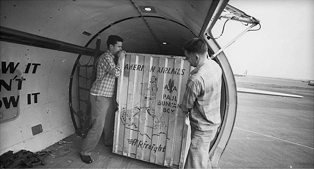 The first unit load device (ULD), known as the Paul Bunyan Box.