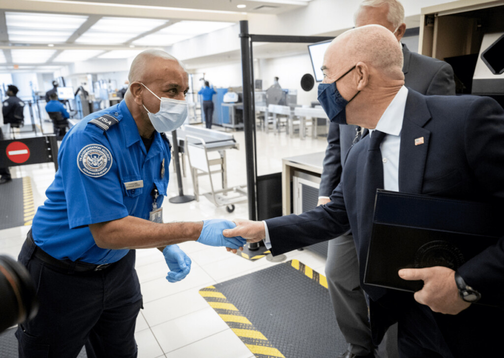 Secretary of Homeland Security Alejandro Mayorkas meets with TSA