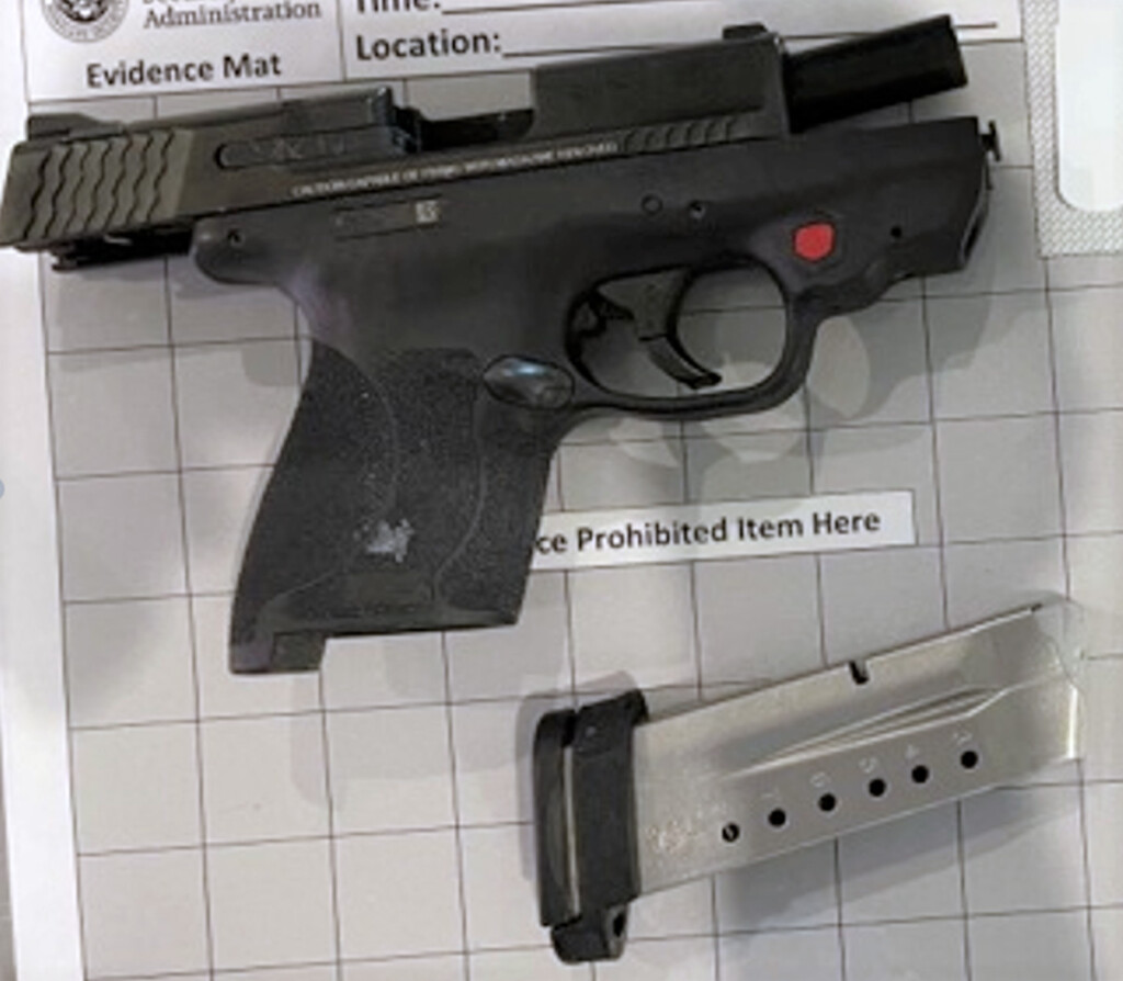 TSA officers at LaGuardia Airport detected this handgun in a traveler’s carry-on bag on March 5.