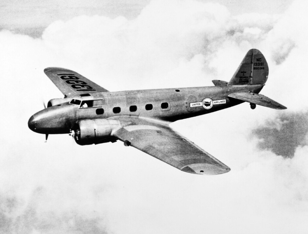 Transcontinental by Air Throughout the Years United Air Lines Boeing 247D in flight