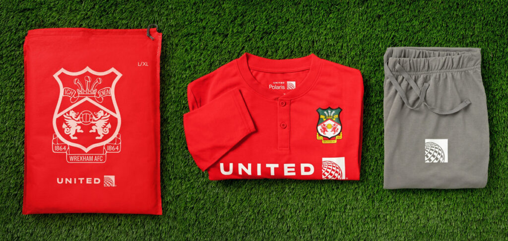 United Airlines Debuts New, Limited-Edition Wrexham AFC Amenity Kits and Pajamas