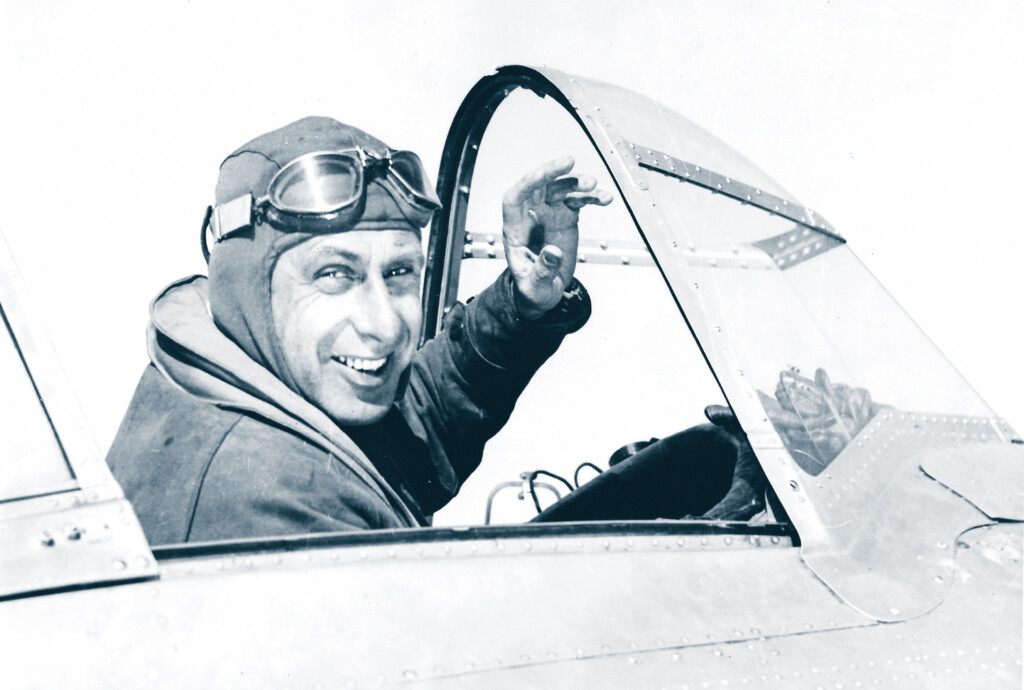 Alexander de Seversky in cockpit before record flight to Havana, Cuba, Dec. 1937.