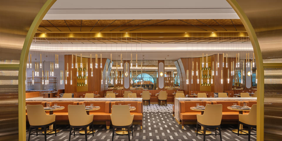 Delta One Lounge at JFK Airport Ushers In a New Era of Premium Airline Travel delta one at jfk - brasserie entrance