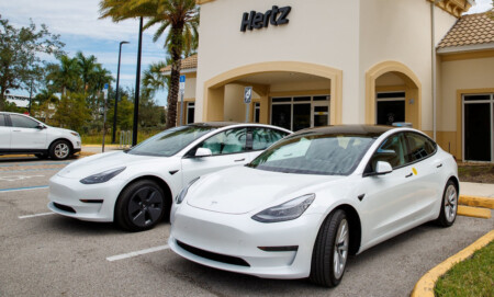 Tesla EV rentals at Hertz