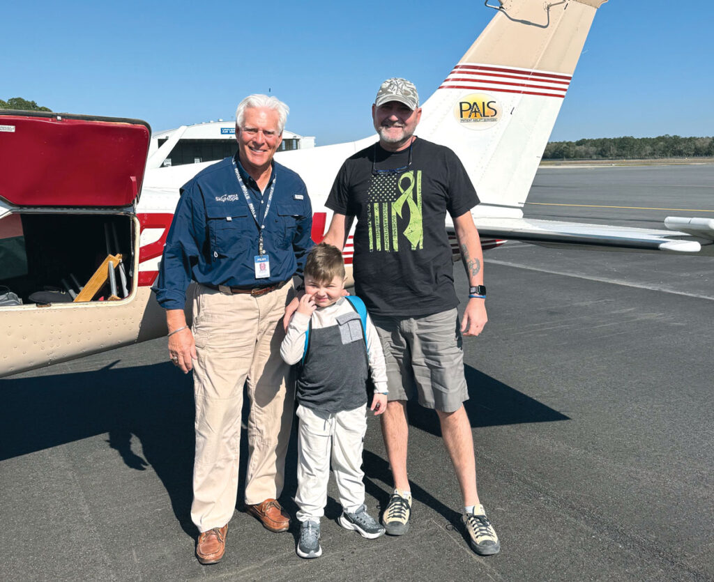 A young patient, prior to his PALS SkyHope flight to medical care. 